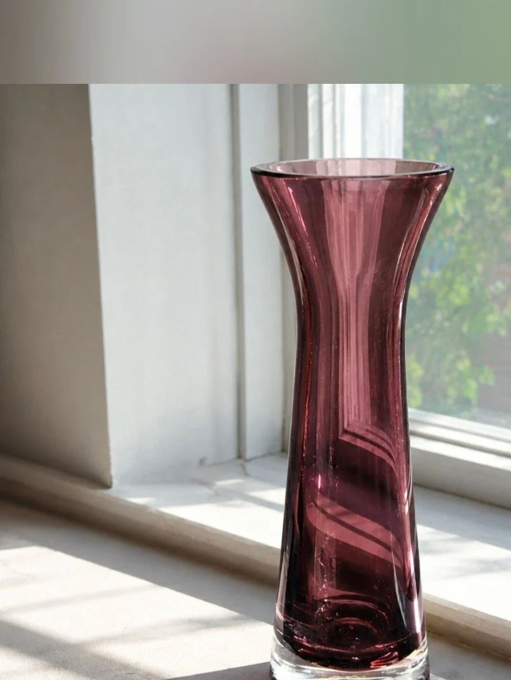 Vintage Style Amethyst Purple Heavy Art Glass Vase